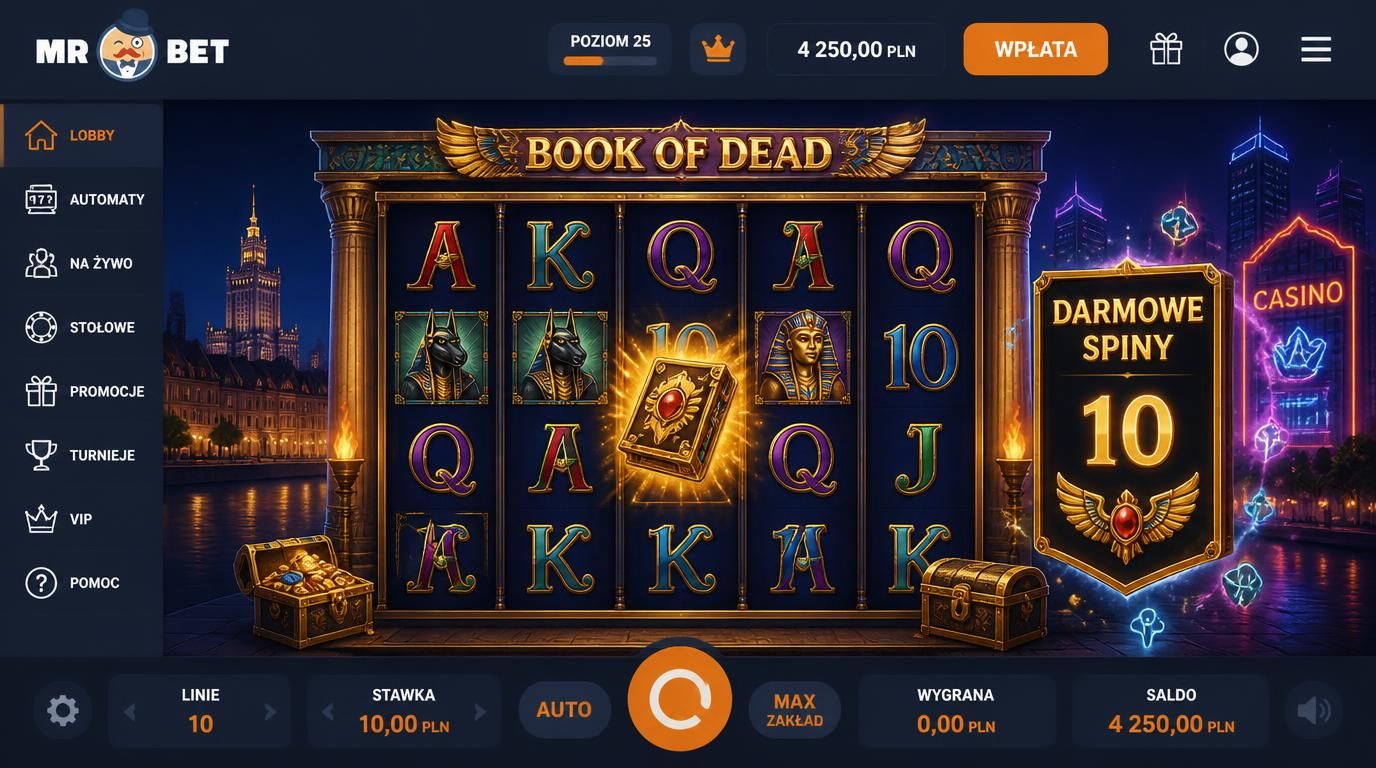 Darmowe spiny z automatu Book of Dead w polskim kasynie