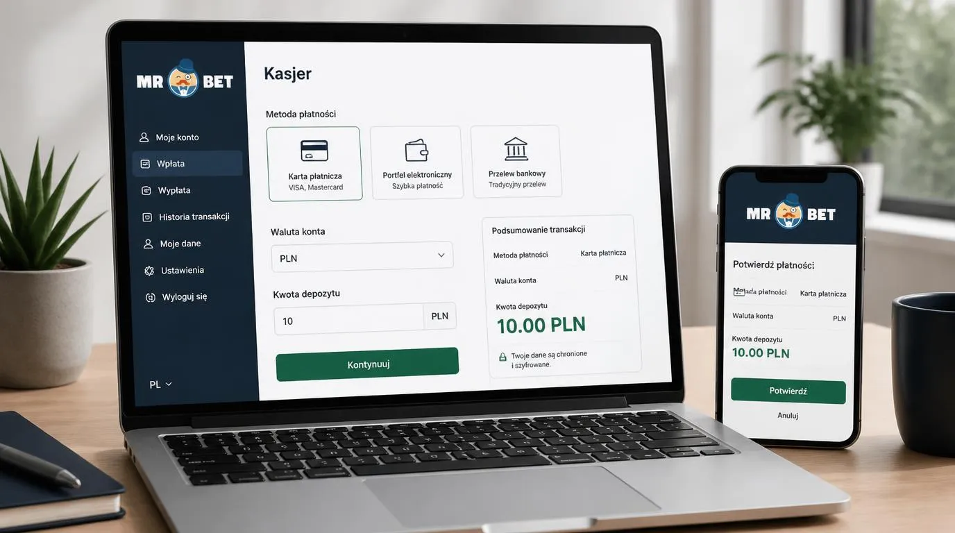 Panel kasy w PLN z wyborem karty, portfela elektronicznego i przelewu bankowego